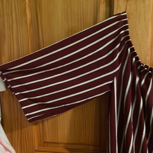 Ambiance Striped Off the Shoulder  Romper - Picture 4 of 6